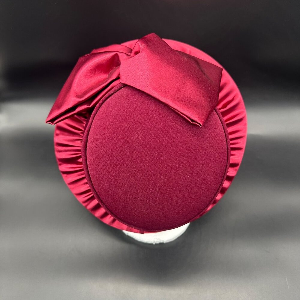 Vintage Formal Church Hat Big Bow  Donna Vinci Couture Cranberry Burgundy Y2K - Picture 6 of 14